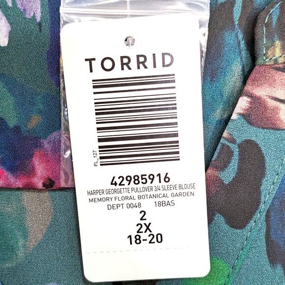 New Torrid Womens 2X Top Harper 3/4 Sleeve Pullover Blouse Floral - Picture 5 of 6